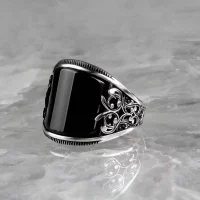 خاتم الفضة الاسترليني حجر أونيكس