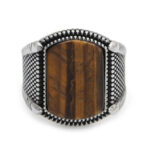 Brown tiger's eye stone ring - 925 silver