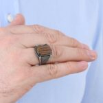 Brown tiger's eye stone ring - 925 silver