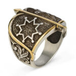 Alp Arslan ring, falcon and star model - 925 silver