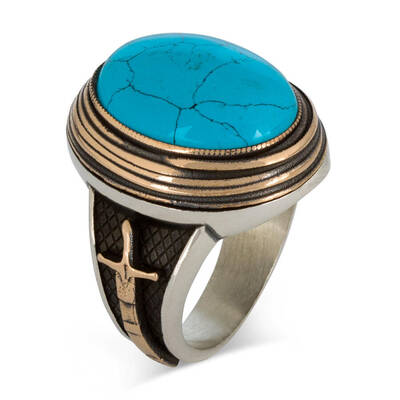 Barbaros ring with turquoise stone - silver 925