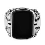 Eagle ring with black onyx stone - 925 silver