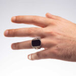 Eagle ring with black onyx stone - 925 silver