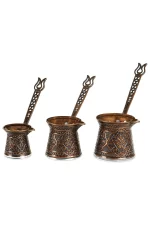 Turkish coffee pot - set of 3 pieces - different colors