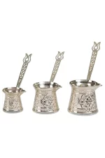 Turkish coffee pot - set of 3 pieces - different colors