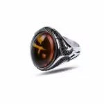 Silver ring with amber stone and zircon, original caliber 925. Fast shipping to all parts of the world from Bashasaray within 3 to 5 days. Order now and it will be delivered to your door