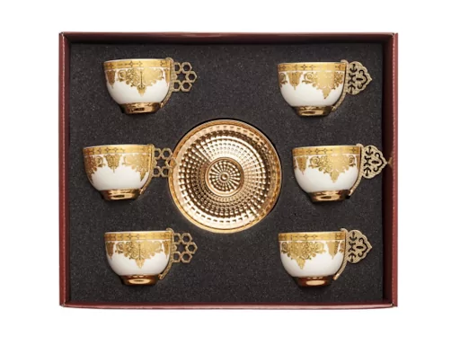 A set of coffee cups made of stainless steel, 6 cups, unique in silver and gold. Fast delivery to all countries of the world, from Bashasaray to your doorstep. Order now