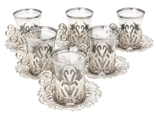 Ottoman Turkish tea cups with a serving plate
