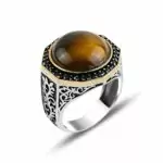 Men's silver ring with tiger's eye agate stone, 925 caliber. Fast delivery to all countries of the world, from Bashasaray to your doorstep. Order now