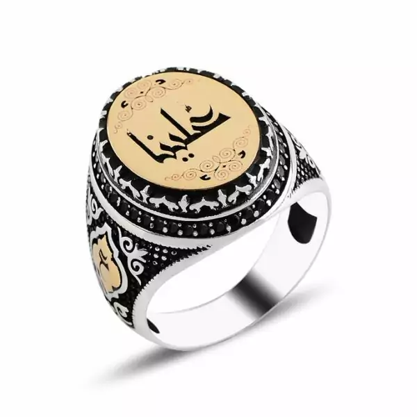 925 caliber silver ring for men with the possibility of engraving the name in the Arabic language