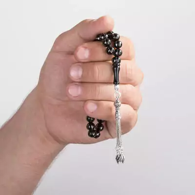 Striped Ulto Stone Rosary - Silver Tassel