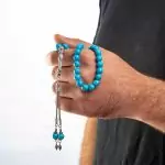 Turquoise stone rosary - silver tassel
