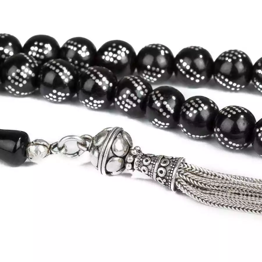 Dotted Alto Stone Rosary - Silver Tassel